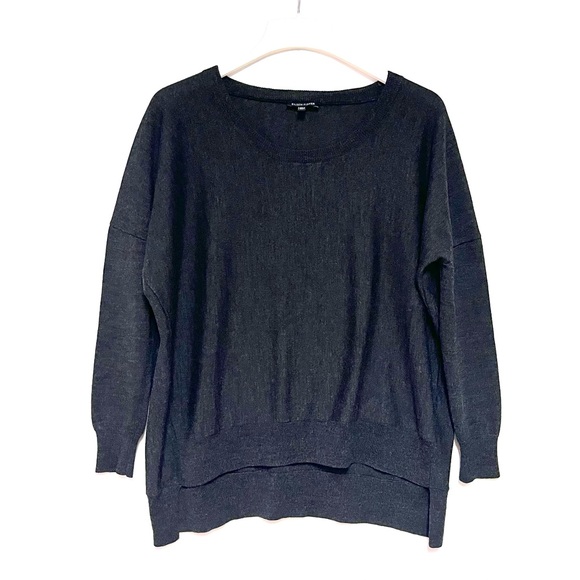 Eileen Fisher Sweater Merino Wool Hi Low Charcoal Gray SZ XS Drop Shoulder Boxy - Picture 9 of 11